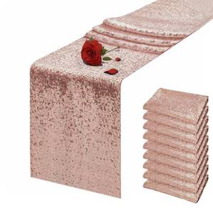 lot 19339 image: 10 Packs 12 x 72 inches Rose Gold Sequin Table Runner, Glitter Runner for Birthday Party Supplies Wedding Holiday Celebration Baby Shower Engagement Anniversary Decor