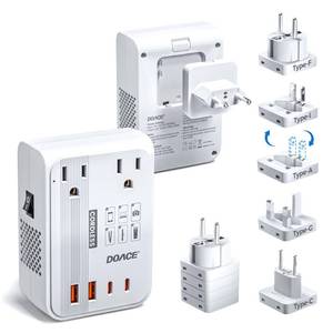 lot 20111 image: Upgraded 350W Voltage Converter US to Europe for Hair Straightener Shaver Toothbrush CPAP Camera Cell Phone - 220V to 110V Converter for European Travel, Power Converter Adapter Combo with PD Chargers