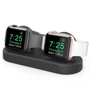 lot 20126 image: Delidigi Dual Charger Stand Holder (Charger Not Included) Compatible with Apple Watch Ultra 321, SE 321, Series 11 10 9 8 7 6 5 4 3 Silicone Double iWatch Charging Stand