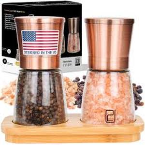 lot 19305 image: Premium Salt and Pepper Mill Set with Copper Finish
