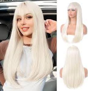 lot 20122 image: Long Silver Platinum Blonde Cosplay Wig with Clips