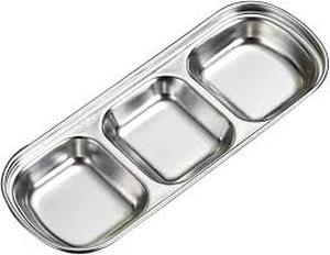 lot 20130 image: Stainless Steel Triple Compartment Food Baking Pan