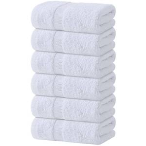 lot 1736 image: White Hand Towels Set for Bathroom, 6 Pack - Cotton Hand Towel Set for Gym, Kitchen and Spa, 16x27 Inches Soft Highly Absorbent Quick Dry Terry Salon Towels