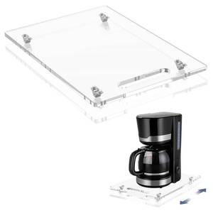 lot 1739 image: PUDASTO Sliding Tray for Coffee Maker, 9.8 x 14 Acrylic Appliance Sliders with Rubber Wheels, Coffee Pot Slider Tray for Countertop Moving, Stand Mixer, Toaster & Heavy Kitchen Appliances (Clear)