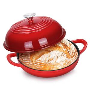 lot 1740 image: P&P CHEF Bread Dutch Oven for Sourdough, 5.5 Quart Enameled Cast Iron Dutch Oven Pot with Lid for Homemade Bread Baking, Easy to Clean & Even Heat, Red