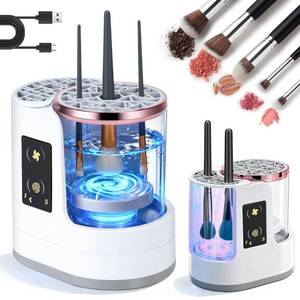 lot 1743 image: 3 IN 1 Electric Makeup Brush Cleaner Machine With Drying Function, Automatic Cleaner Brushes Cleaner, Cosmetic Make Up Brush Machine for All Size Beauty Makeup Brush Set Gift for Mother, Girlfriend