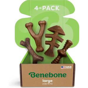 lot 1748 image: Benebone Large 4-Pack Dog Toys for Aggressive Chewers �� Durable Dog Bones, Made in USA �� Dog Toys for Large Dogs Under 90 lbs