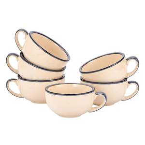 lot 1769 image: Coffeezone Set of 6 Vintage Design 12 oz Professional Barista Ceramic Latte Art Cappuccino Cups Set (Sea green  6)