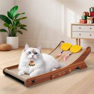 lot 1771 image: Sisal Cat Scratcher Bed, Natural Solid Wood Scratch Lounger, No Mess Scratching Chair Couch for Indoor Cats, 25.6 Inch Cat Scartching Pad, 3 in 1 Scratching Board, Furniture Protector