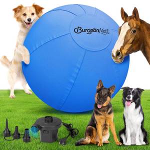 lot 1775 image: BurgeonNest 25 Herding Ball for Dogs, Herding Ball for Australian Shepherds, Cattle, Border Collies & MediumLarge Breeds, Outdoor DogHorse Toys Includes Electric Pump for Quick Inflation-Blue