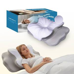 lot 1777 image: COMFORLAY Talc-Free Cervical Memory Foam Pillow for Neck and Shoulder, Butterfly-Shaped Ergonomic Breathable Pillow for Side Back Stomach Sleepers with Pillowcase, Skin-Friendly Fabric