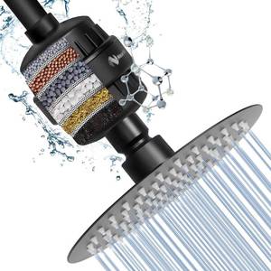 lot 1783 image: NearMoon Shower Head and 15 Stage Shower Filter Combo, High Pressure Filtered Shower for Hard Water, Improves the Condition of Your Skin, Hair (8 Inch, Black)