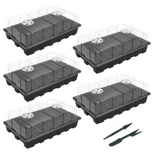 lot 1800 image: Gardzen 5-Set Seed Starter Tray Kits, Durable Plant Germination Trays with Humidity Vented Domes and Bases, Ideal for Seed Starting, Indoor Gardening, and Greenhouse (Total 200 Cells)