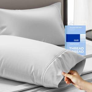 lot 2161 image: Thread Spread 100% Cotton Pillow Cases Queen Size Set of 2 - Luxury 400 Series Glee Collection Queen Pillow Cases (Silver Grey), Soft Cooling Breathable Hotel Cotton Pillowcases, Fits Standard Pillows
