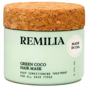 lot 2186 image: Remilia Hair Green Coco Hair Mask with Coconut Oil, Avocado Oil, Castor Oil, Green Tea & Rice Protein, Salon-Inspired Care for Smoothness and Manageability - 200 ml - 6.7 fl oz