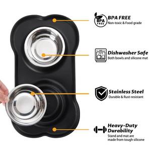 lot 2198 image: Hubulk Pet Dog Bowls 2 Stainless Steel Dog Bowl with No Spill Non-Skid Silicone Mat  Pet Food Scoop Water and Food Feeder Bowls for Feeding Small Medium Large Dogs Cats Puppies (S, Black)