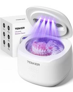 lot 2201 image: Ultrasonic Retainer Cleaner Machine, 49kHz Dental Cleaning Pod for Night Guards, Mouth Guards, Aligner, Braces, Toothbrush, Jewelry, Dentures, Ultrasonic Cleaner for Oral Dental Care, 220ML, White