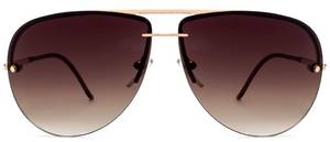 lot 2209 image: NYS Collection Aviator Sunglasses for Women & Men Medium Fit Thin Metal Frame Gradient Mirror Lenses with 100% UV Protection (Gold Frame-Brown Gradiant Lens)