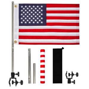 lot 2212 image: American Boat Flag Pole Kits Marine 12x18, Stainless Steel Boat Flag Pole with 1x Storage Bag, Adjustable Flagpole Holder with 50 Embroidered Stars American Flag Boat Accessories