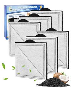 lot 2216 image: 6-Pack Cat Fountain Filter Replacement Compatible with PetSafe Outlast Pumpless Pet Fountain, Fit for Ion-X, Viva, Premier Cat Water Fountain Stainless Steel, Pet Water Fountain Filters for Dog & Cat