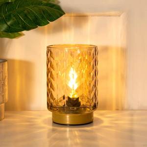 lot 2221 image: LUSHARBOR Battery Operated Lamp with Timer, Small Decorative Table Lamp Ambient, Glass Cordless Lamps Bedside Battery Powered Lamp for Bookshelf, Entryway Wave Design-Amber