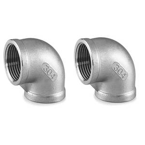 lot 2232 image: Stainless Steel 304 Cast Pipe Fitting,JoyTube 1 to 1 Female to Female NPT Threaded Pipe Fitting, 90 Degree Elbow, Class 150 (Pack of 2)