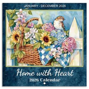 lot 2246 image: 2026 Calendar - 2026 Wall Calendar, Jan. 2026 - Dec. 2026, 12 x 24 (Open), Home with Heart Calendars, 12-Month Calendars with Stapled Binding