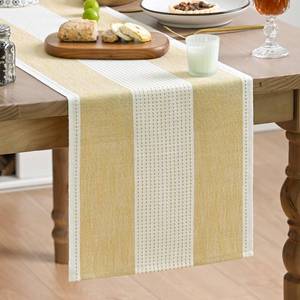 lot 2249 image: Artoid Mode Light Yellow Farmhouse Rustic Table Runner, Seasonal Macrame Fabric Kitchen Dining Holiday Wedding Table Decor for Home Party 13x60 Inch