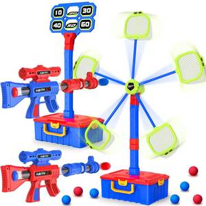 lot 3161 image: 2 IN 1 Shooting Games Toys for Boys 5, 6, 7, 8, 9, 10 Year Old, Moving Shooting Target and Standing Digital Targets with 2 Toy Guns, 24 Foam Balls, Kids Outdoor Game, Christmas Birthday Gift for Kids