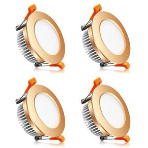 lot 3167 image: YGS-Tech 2 Inch LED Recessed Lighting, Dimmable Downlight 3W(35W Halogen Equivalent), 2700K Ultra Warm White Ceiling Light, CRI80, Gold Trim with LED Driver(4 Pack)