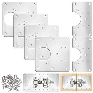 lot 4136 image: 6 Pcs Cabinet Hinge Repair Plate Stainless Steel Cabinet Repairs Kit 2 Sizes Hinge Repair Board with Mounting Screw Cabinets Fixing Plate Bracket for Kitchen Cupboard Door Cabinets