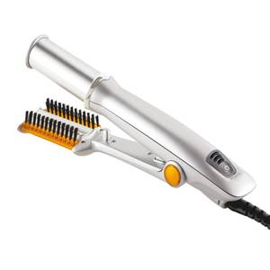 lot 4138 image: 2 in 1 Fast Heating Electric Hair Iron for Hair Styling, Auto-Off Function, with 3 Adjustable Levels, Rotating Roller Curling Wand