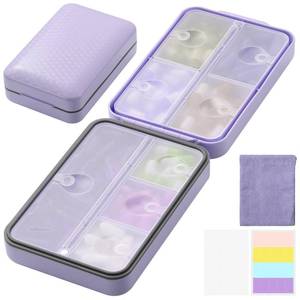 lot 4144 image: Travel Pill Organizer with Blank Labels, Weekly Pill Box, 8 Large Compartments Medicine Organizer, Moisture-Proof Pill Case for Vitamin, Medicine, Fish OilSupplements,