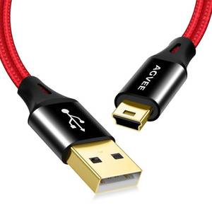 lot 4150 image: AGVEE 2 Pack 6.6ft Mini USB Cable, Braided Durable USB-A to Mini-B Charger Charging Cord for TI-84, Garmin GPS, Go-Pro Hero 4 3 2 HD, PS3 Controller, Canon Camera, Blue Yeti Microphone, Red