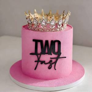 lot 4156 image: Snvpnyd Black Acrylic Two Fast Cake Topper, Boys and Girls 2nd Birthday Cake Decoration for Race Car Theme Birthday Party Photo Booth Props