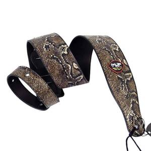lot 4160 image: Art Attack Textured Leather Snakeskin Snake Serpent Music Electric Acoustic Ukulele Bass Guitar Strap wPick Holder (Dark Brown)