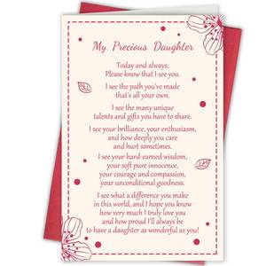 lot 4177 image: Bablira Sentimental Poem Birthday Card for Daughter, Heartfelt Graduation, Wedding, Encouragement or New Life Chapter Card from Mom or Dad, Inspirational Daughter Gift