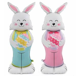 lot 4193 image: Easter Bunny Balloons - 2Pcs 58 Inch Large Standing Cute Bunny Foil Balloons for Easter Decorations, Spring Party Supplies, Baby Showers Multicolor Vibrant Designs for Kids, Adults, Home Decor