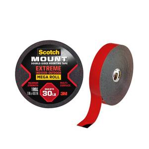 lot 4194 image: Scotch-Mount Double Sided Mounting Tape Heavy Duty, Black Extreme Mounting Tape, 1 Roll Adhesive Tape, 1 in x 400 in Wall Tape (33.3ft), Our Strongest Tape For Our Toughest Jobs (414H-Long-DC)