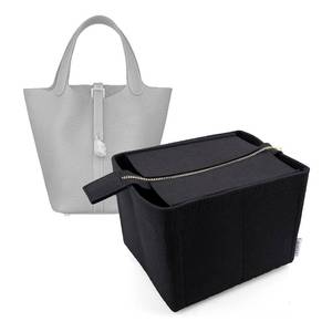lot 4203 image: LEXSION Felt Purse Organizer Insert for Picotin 22,Bag Organizer with Detachable Zipper cover 8031 Black L