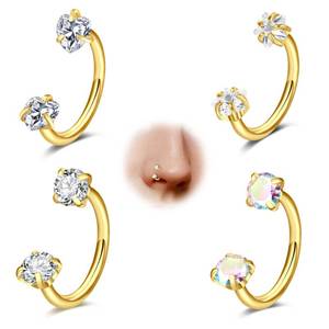 lot 4204 image: D.Bella Septum rings 18G Horseshoe Nose Ring Hoop for Women Lip Hoops Half Hoop Earring Rook Daith Tragus Helix Piercing Jewelry Septum Rings