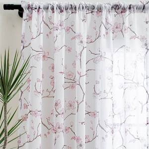 lot 4205 image: Linentalks Floral Sheer Curtains 84 Inches Long 2 Panels Set, Cherry Flower Semi Sheer Blush for Living Room, Rod Pocket for Girls Bedroom, Light Pink Drapes