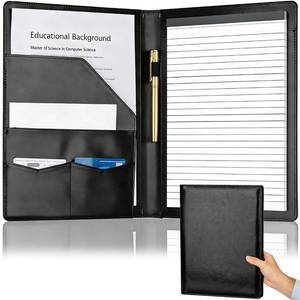 lot 4226 image: Padfolio Portfolio Binder, Faux Leather Folder, Resume Interview Legal Document Organizer, Letter Sized Writing Pad wBusiness Card Holder, A4 Professional Folio for Office Conference (Black)