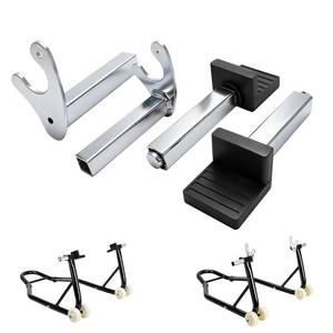 lot 4232 image: BAOUFF Motorcycle Wheel Lift Stand Attachments,Iron U and L Shape Fork Swingarm Spool Stand Adapter Paddock Stand Frame Accessories