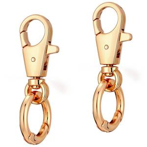 lot 4246 image: 2 Pcs Double Opening Keychain Clip, Heavy Duty Zinc Alloy Swivel Lobster Clasp with Key Ring Spring Snap Hook Purse Clip for Jewelry Lanyard, DIY Crafts Purse Making Camping Travel Accessories (Gold)