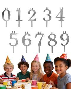 lot 4247 image: Number Candle Holder Set Reusable Number Candles for Birthday Cakes Silver Stainless Steel Adjustable Birthday Cake Candle Holders Birthday Party Cake Decorations Eco-Friendly Baking Accessories