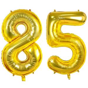 lot 4258 image: Number 85 Balloons for 85th Birthday Party Decorations, 0-100 Large Gold Helium Balloons for Women, Men, Grandpa, Grandma and 85 Year Old Anniversary Decorations