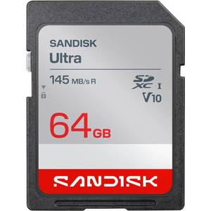 lot 4259 image: SANDISK 64GB Ultra SDHC UHS-I Card and SDXC UHS-I Card - Up to 145MBs Read Speed, Full HD Video, V10, U1, C10 - SDSDUVQ-064G-GN6IN