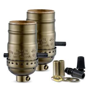 lot 4272 image: Lamp Socket with Push ONOff Switch,Medium Screw Push Socket,Floor and Table Lamp Switch Parts,Twist Knob Light Socket Replacement,UL Listed (Antique Brass, 2)