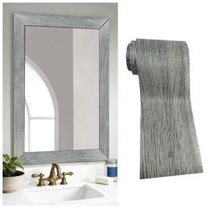 lot 4277 image: DESOMINOR 32FT Peel &Stick Wood Grain Wallpaper Border Removable Waterproof Bathroom Mirror Frame Sticker (Grey, 3.93Inch X 32.8Ft)